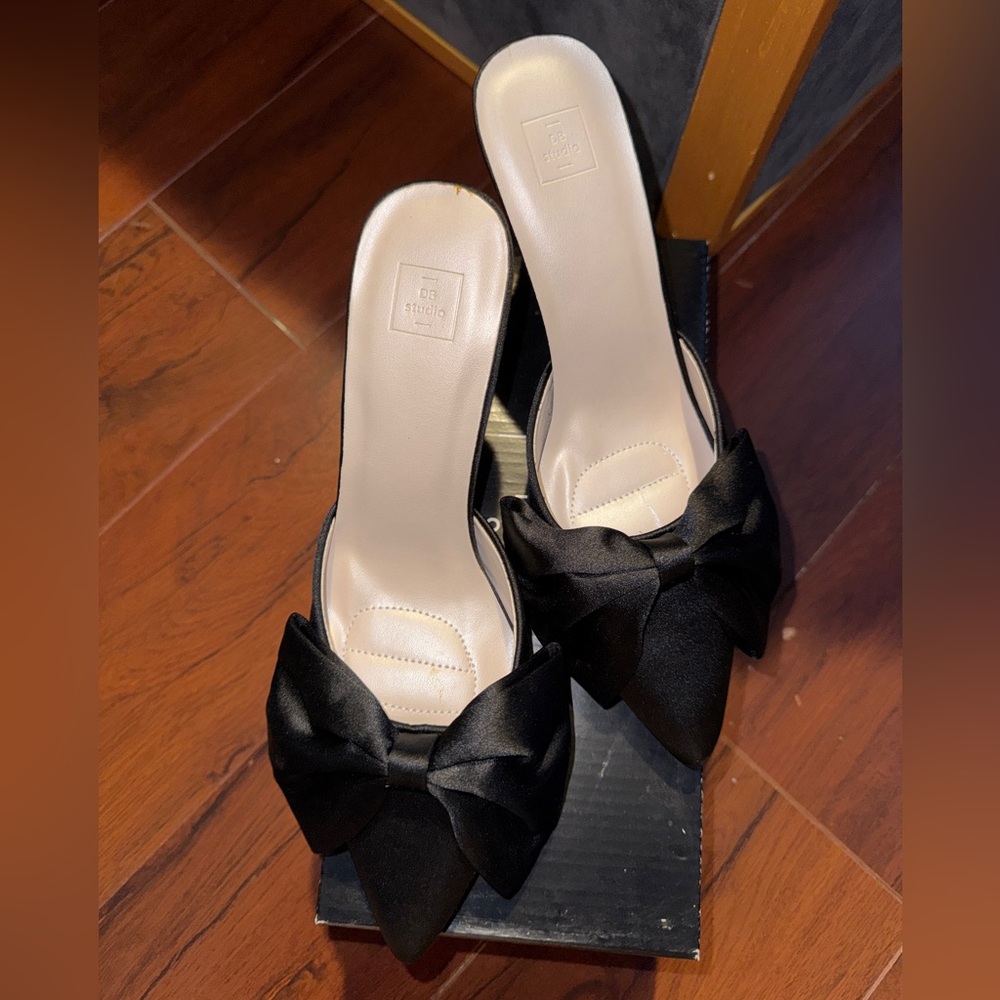 Black Heels with Bow Detail